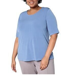 SUSAN GRAVER MODERN ESSENTIALS BLUE  LIQUID KNIT TOP SZ 5X